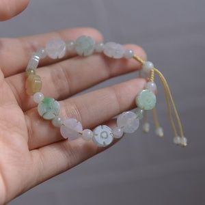 Jadeite Four-Leaf Clover Adjustable Bracelet
